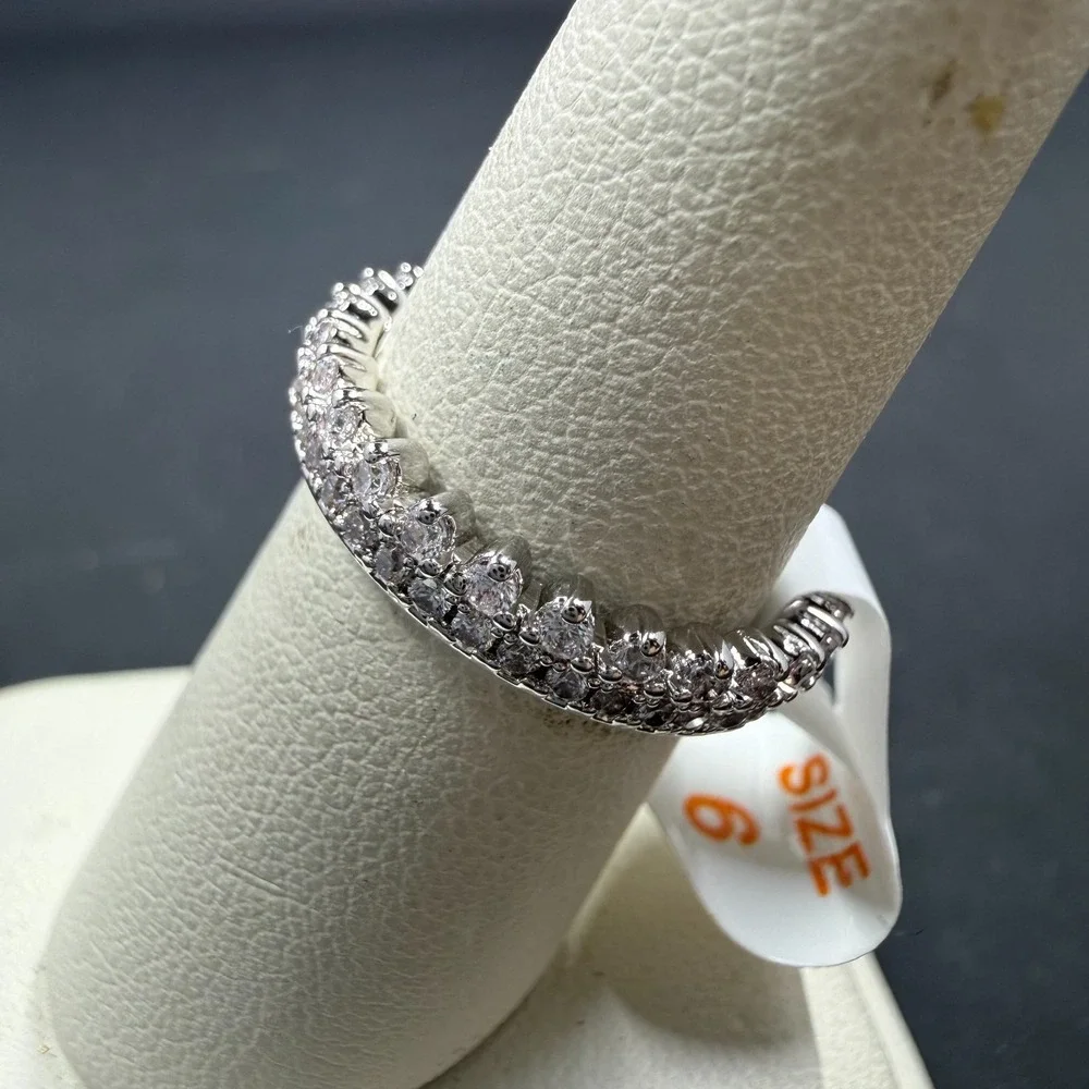 Bomb Party The Catherine Ring Sz 6 Diamond CZ RBP4614 Rhodium Plated